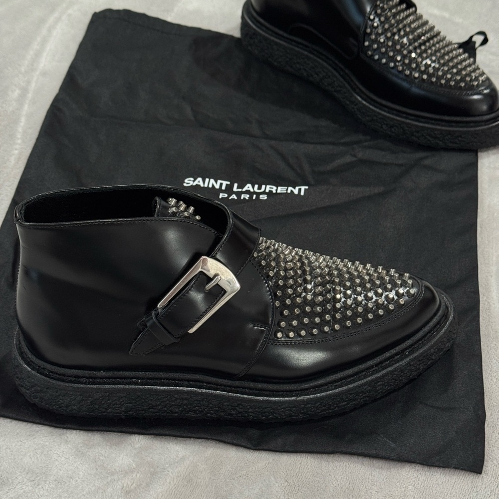 Saint Laurent Black Studded  Boots